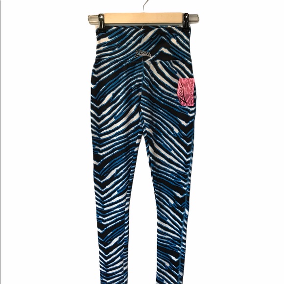 Zubaz blue and black leggings Carolina Panthers XS
